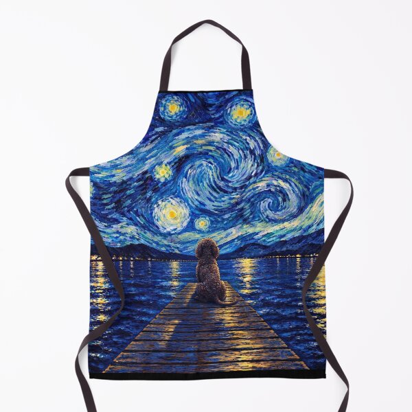 Item preview, Funny Irish Water Spaniel Starry Night Painting Bridge Star Mom Dad Kids designed and sold by FurryHavenPH.