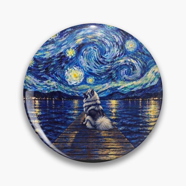 Item preview, Funny Keeshond Starry Night Painting Bridge Star Mom Dad Kids designed and sold by FurryHavenPH.