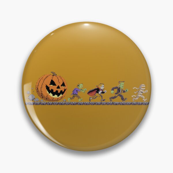 Item preview, Giant Pumpkin Chases Monsters – Halloween Pixel Art designed and sold by RunningPixelCup.
