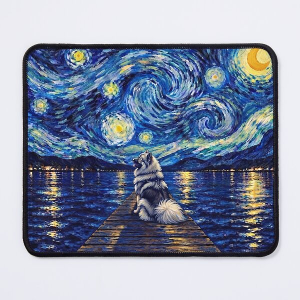 Item preview, Funny Keeshond Starry Night Painting Bridge Star Mom Dad Kids designed and sold by FurryHavenPH.