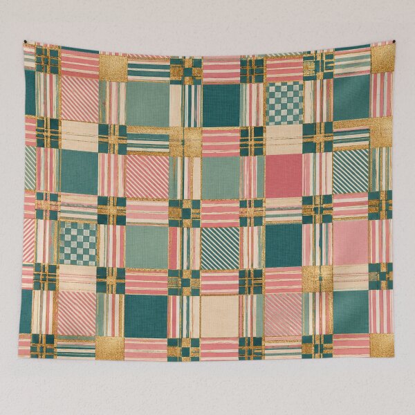 Item preview, Festive Teal and Blush Christmas Plaid designed and sold by Dream Bloom Gallery.