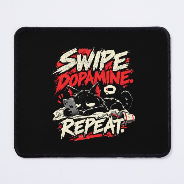 Item preview, Black Kitten Addicted to Tablet Games – Dopamine Humor designed and sold by goldzilla.studio.