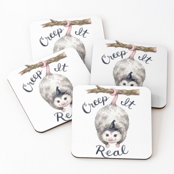 Item preview, Funny Creep It Real Witch Opossum Watercolor Art designed and sold by Digitalphoto4u.