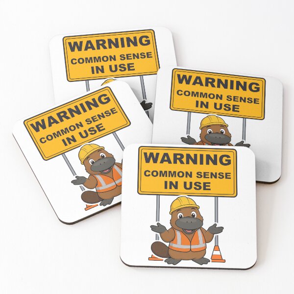 Item preview, Warning Common Sense In Use Funny Platypus Tradie Road Sign designed and sold by RDMOption.