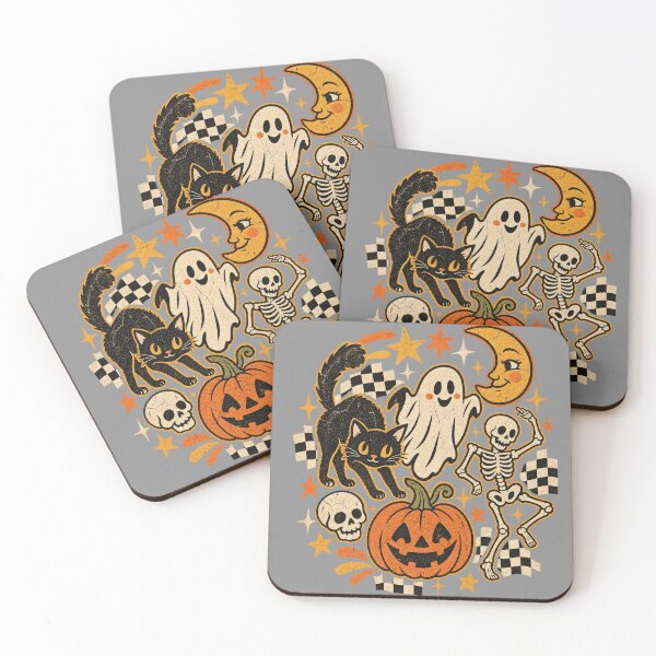 Item preview, Y2K Retro Halloween Dancing Skeleton Ghost Cat Pumpkin designed and sold by Yellowriversss.