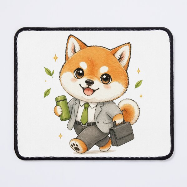 Item preview, Red Shiba Inu Commuting to Work designed and sold by Kawaii Matcha Studio.