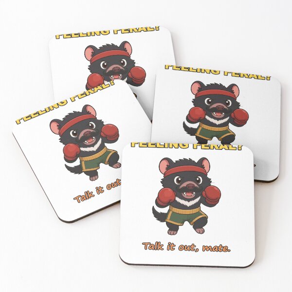 Item preview, Feeling Feral Talk It Out Mate Tasmanian Devil Boxer Mustache designed and sold by RDMOption.