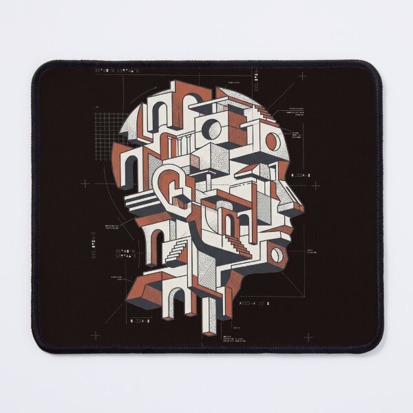 Item preview, Surreal Architectural Head Profile Isometric Maze Graphic designed and sold by LayercraftArt.