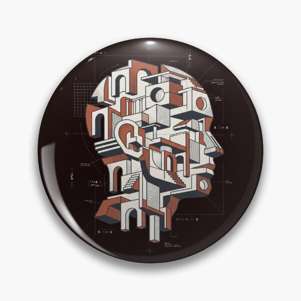Item preview, Surreal Architectural Head Profile Isometric Maze Graphic designed and sold by LayercraftArt.