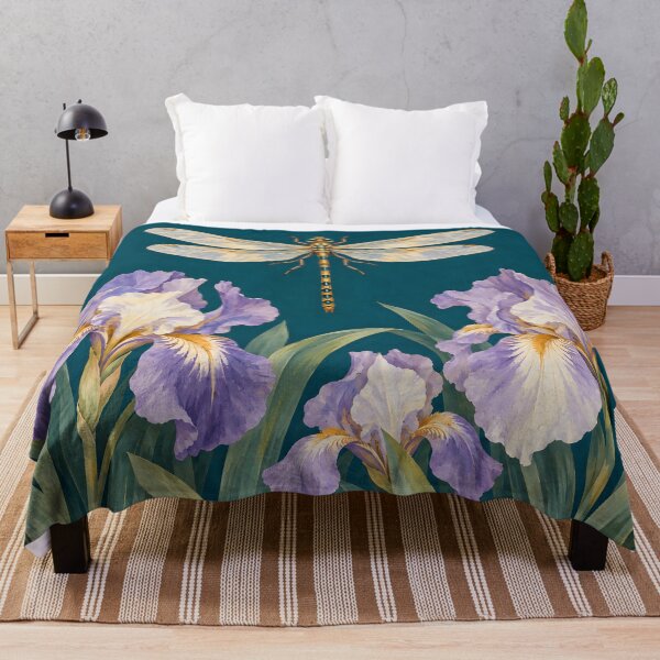Item preview, Golden Dragonfly in a Lilac Iris Garden designed and sold by AuraMuse Studio.