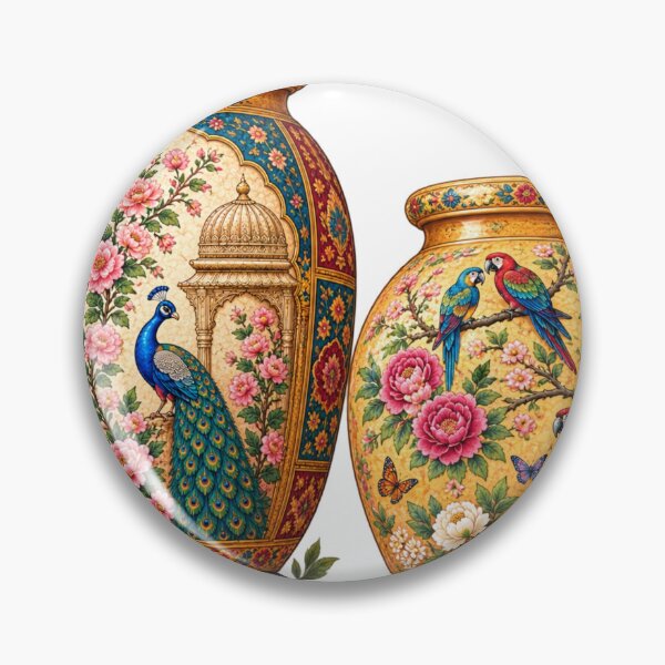 Item preview, Persian Floral Vase Collection – Peacock & Parrot Garden Art designed and sold by aliyehc.