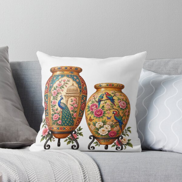 Item preview, Persian Floral Vase Collection – Peacock & Parrot Garden Art designed and sold by aliyehc.