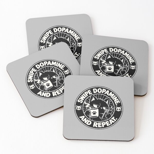 Item preview, Swipe Dopamine and Repeat – Black Cat Coffee and Phone Addiction designed and sold by goldzilla.studio.