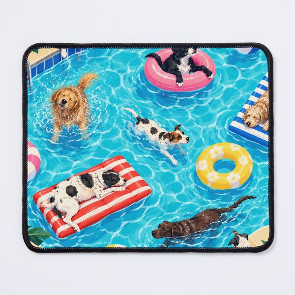 Item preview, Retro Dogs at the Pool Pattern designed and sold by frumixart.