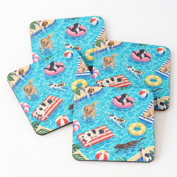 Item preview, Retro Dogs at the Pool Pattern designed and sold by frumixart.