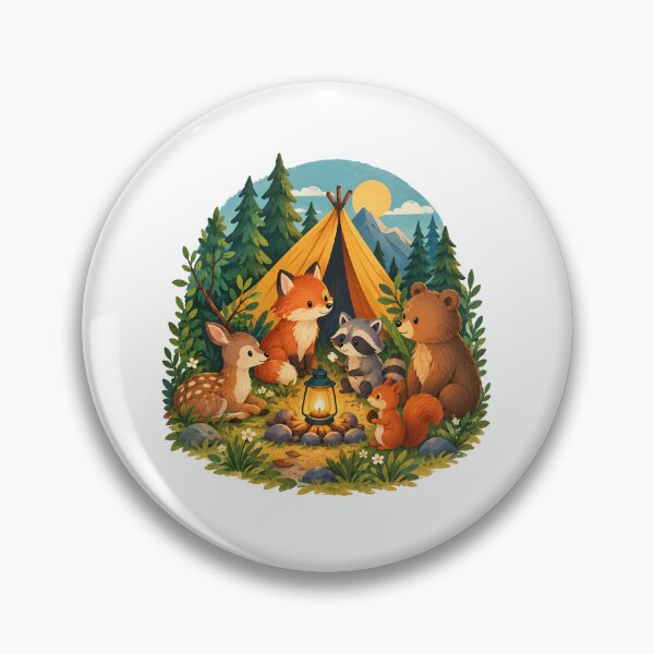 Item preview, ute Woodland Camping Animals Adventure – Cozy Forest Campfire Illustration designed and sold by LexaArtworks.