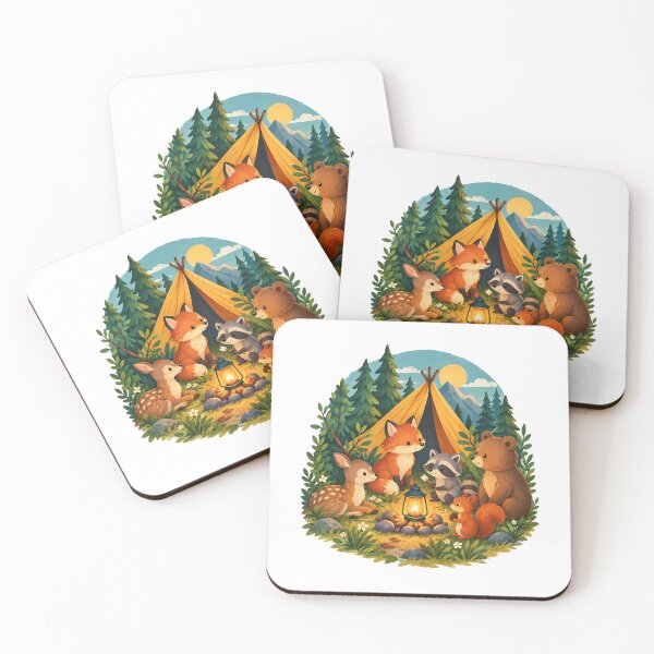 Item preview, ute Woodland Camping Animals Adventure – Cozy Forest Campfire Illustration designed and sold by LexaArtworks.