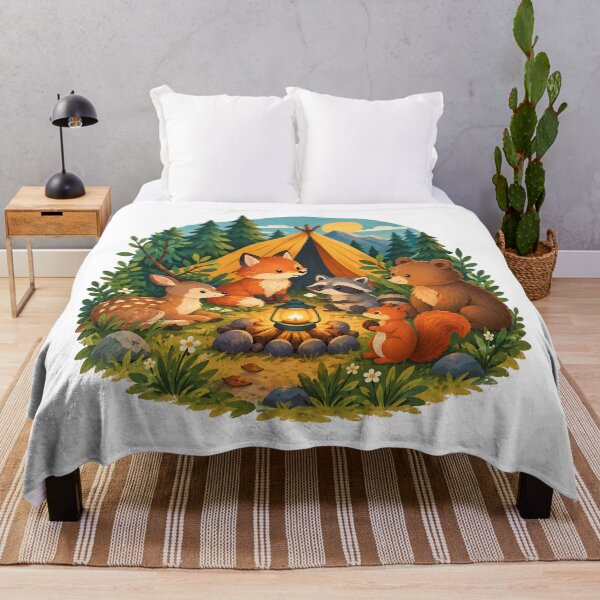 Item preview, ute Woodland Camping Animals Adventure – Cozy Forest Campfire Illustration designed and sold by LexaArtworks.
