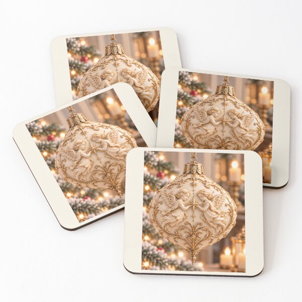 Item preview, Celestial Angels – Ivory and Gold Christmas Ornament designed and sold by DreamyPixStudio.