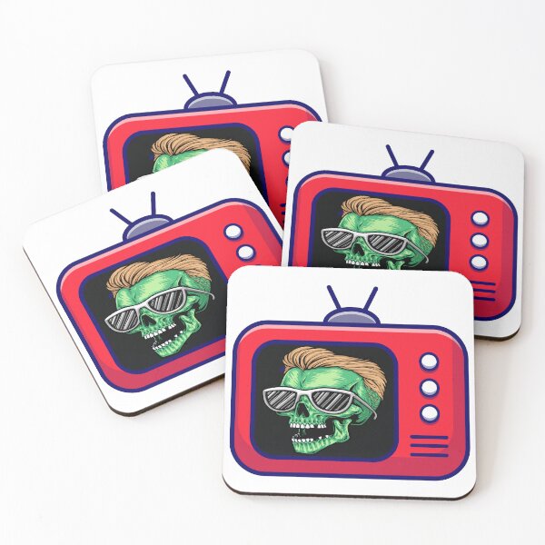 Item preview, Cool Green Skull Retro TV - Vintage Rocker Skeleton designed and sold by NAMASTHE WORLD.