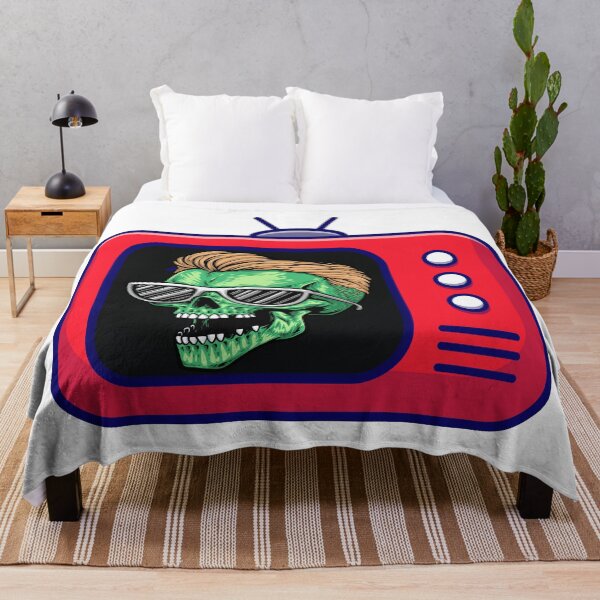 Item preview, Cool Green Skull Retro TV - Vintage Rocker Skeleton designed and sold by NAMASTHE WORLD.