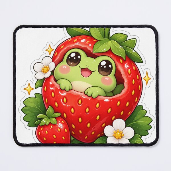 Item preview, Strawberry Frog Cute Sticker designed and sold by ArtCrushWorks.