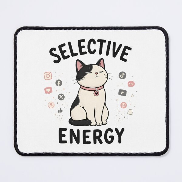 Item preview, Selective Energy Cat – Funny Introvert Cat Art for Social Media Burnout and Quiet People designed and sold by dreamz-world.
