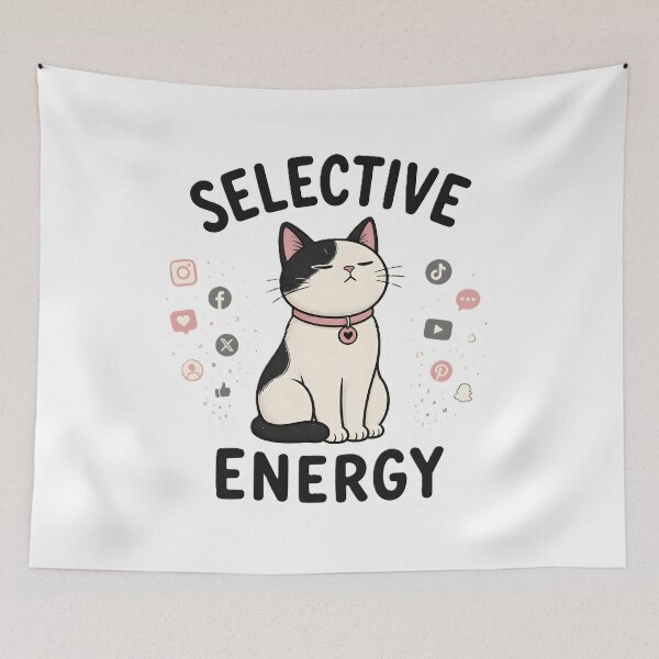 Item preview, Selective Energy Cat – Funny Introvert Cat Art for Social Media Burnout and Quiet People designed and sold by dreamz-world.