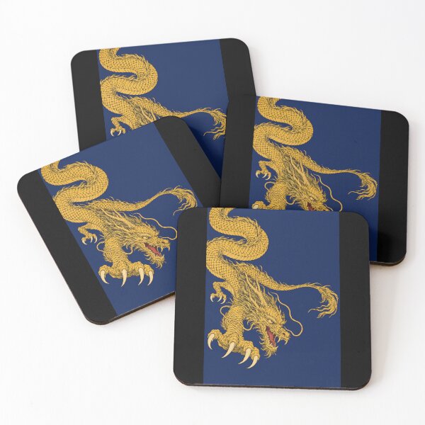 Item preview, Golden Storm Dragon Woodblock Serpent on Indigo Shin-Hanga designed and sold by WAVE-JP.