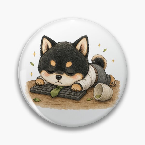 Item preview, Sleepy Black and Tan Shiba Inu on Keyboard designed and sold by Kawaii Matcha Studio.
