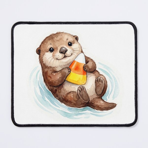 Item preview, Cute Sea Otter Hugging Candy Corn Watercolor Art designed and sold by Digitalphoto4u.