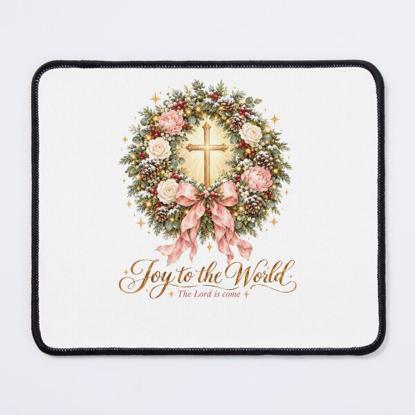 Item preview, Joy to the World Watercolor Christmas Wreath with Cross designed and sold by Panom Suavichien.