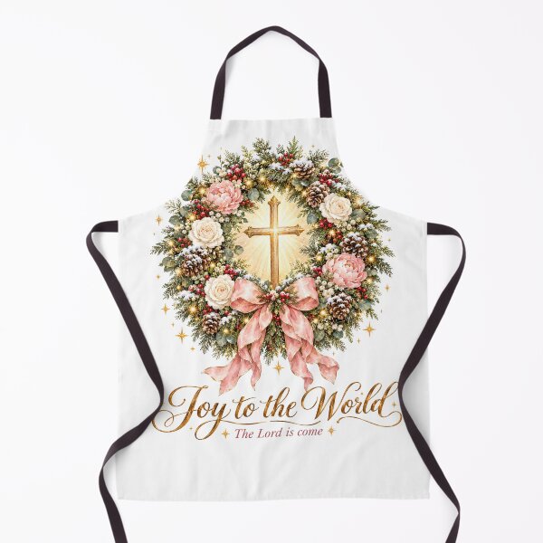 Item preview, Joy to the World Watercolor Christmas Wreath with Cross designed and sold by Panom Suavichien.