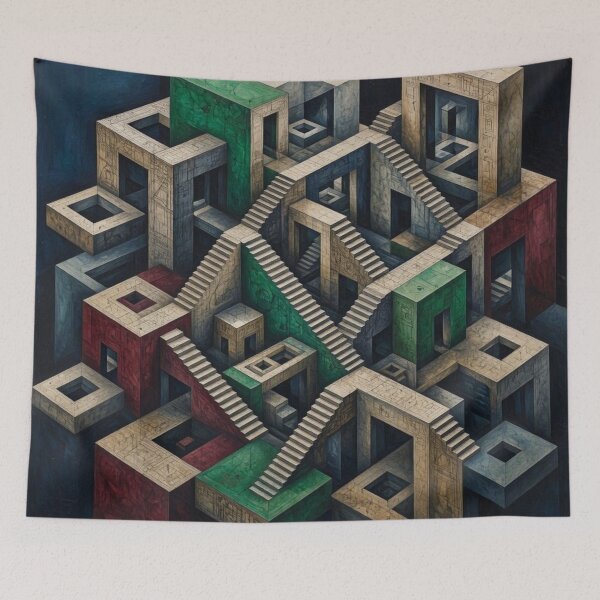 Item preview, Impossible Architecture - Surreal Geometric Labyrinth Art designed and sold by Dogandesighn.