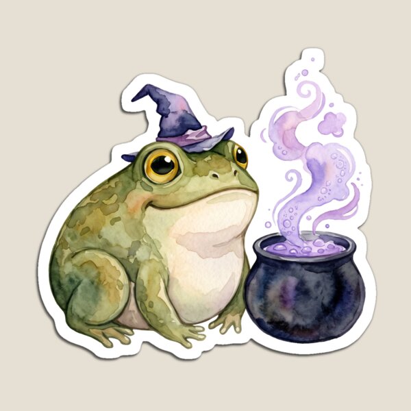 Item preview, Cute Chubby Frog Wizard Cauldron Watercolor Art designed and sold by Digitalphoto4u.