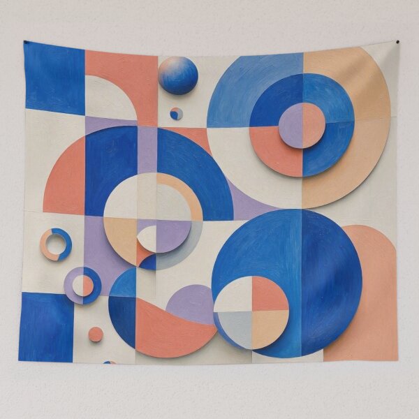 Item preview, Geometric Abstract Harmony - Retro Bauhaus Circle & Quadrant Art designed and sold by Dogandesighn.