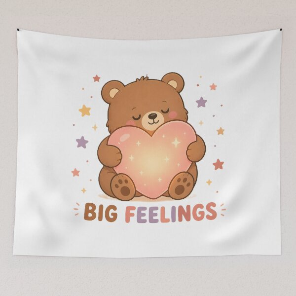 Item preview, Big Feelings Cute Bear – Kawaii Heart Hugging Teddy Bear, Self Love & Wholesome Aesthetic designed and sold by dreamz-world.