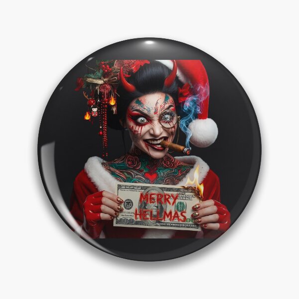 Item preview, Merry Hellmas Devil Monocle Burning Cash designed and sold by Voodoo Store Paranormal Collections.