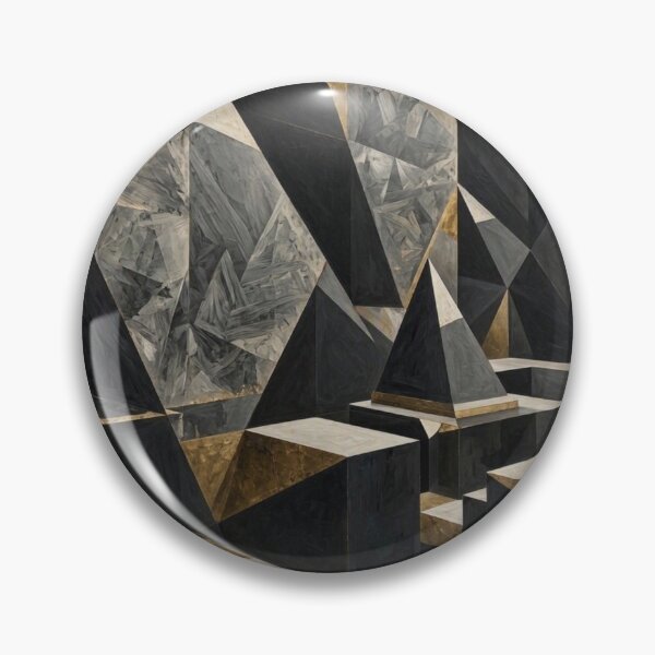 Item preview, Dark Geometric Pyramids - Gold & Black Abstract Cubism Art designed and sold by Dogandesighn.
