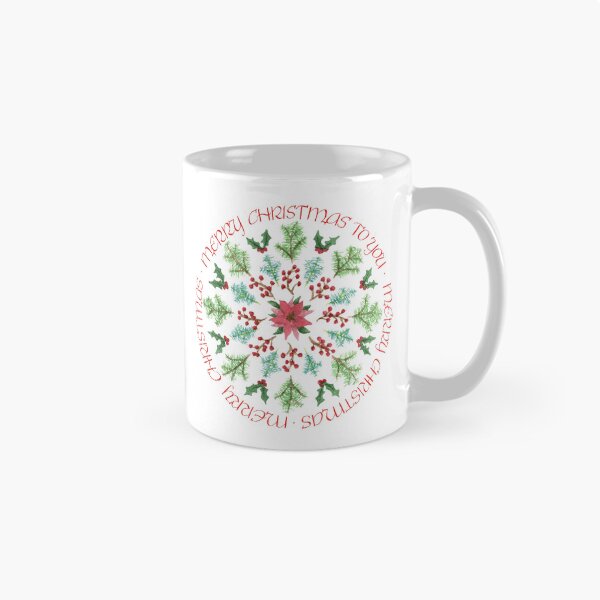 Item preview, Merry Christmas mandala with trees and calligraphy designed and sold by RBancroftStudio.