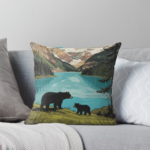 Item preview, Bear and Cub Mountain Lake Poster - Vintage National Park Art designed and sold by BLUESKY11a.