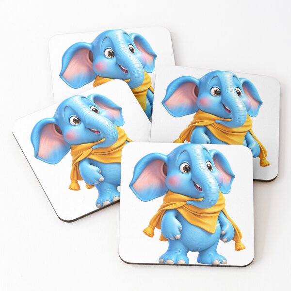 Item preview, Cheerful Blue Elephant with Golden Scarf designed and sold by Sillytoe.