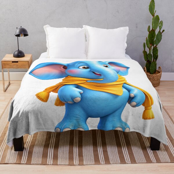 Item preview, Cheerful Blue Elephant with Golden Scarf designed and sold by Sillytoe.