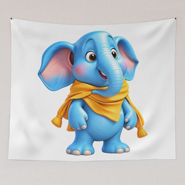 Item preview, Cheerful Blue Elephant with Golden Scarf designed and sold by Sillytoe.