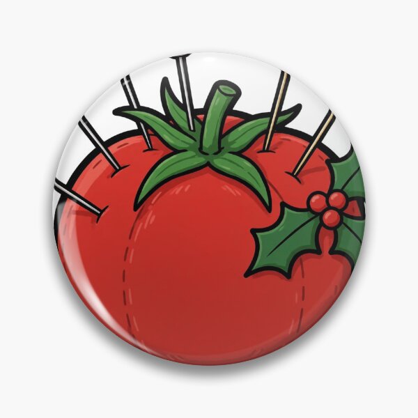 Aperçu de l'œuvre Pincushion Tomato Christmas Sticker — Sewing Gift créée et vendue par TMS-Studio.