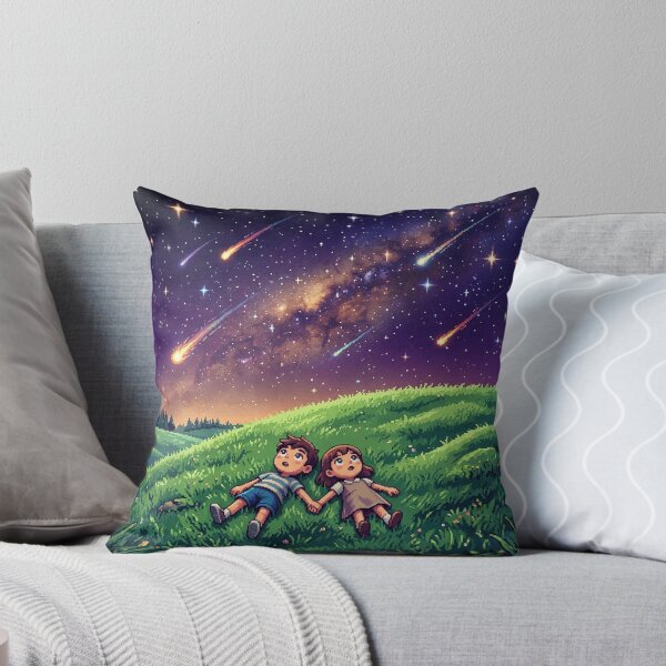 Item preview, Retro Pixel Art Stargazing Couple under Meteor Shower designed and sold by blairvina9028.