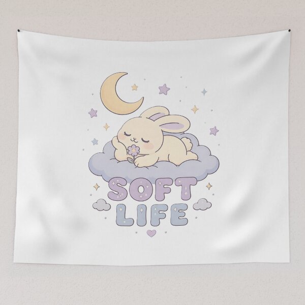 Item preview, Soft Life Bunny – Cute Sleeping Rabbit on a Cloud, Cozy Kawaii Pastel Aesthetic designed and sold by dreamz-world.