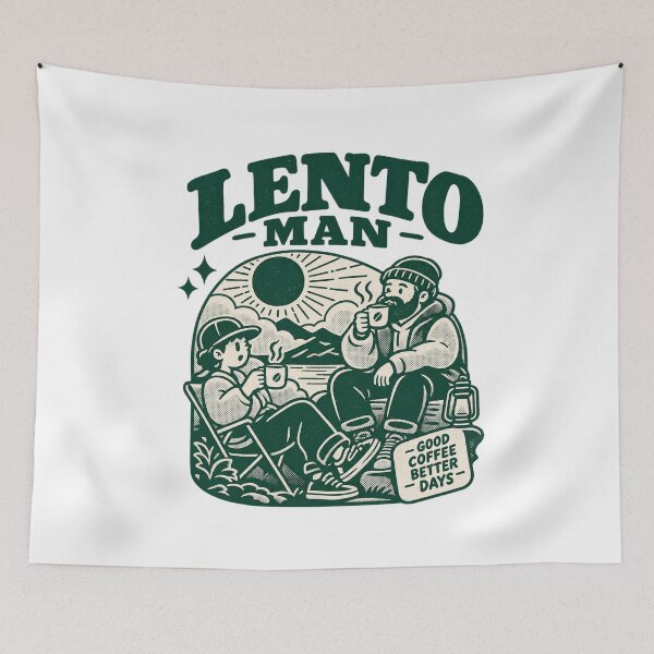 Item preview, Lento Man Good Coffee Better Days Camping designed and sold by brandingpro.