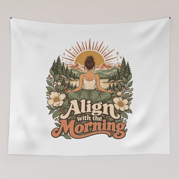 Item preview, Align with the Morning – Retro Mountain Yoga designed and sold by WartonnoArt.