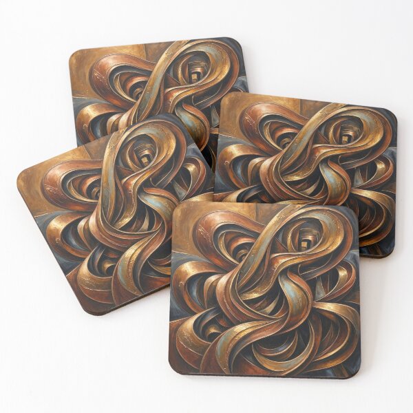 Item preview, Golden Ribbon Flow - Abstract Metallic Bronze 3D Swirl Art designed and sold by Dogandesighn.